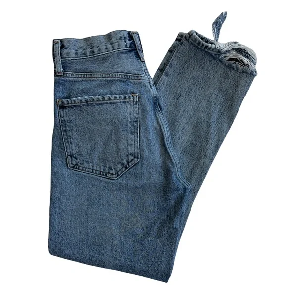 AGOLDE ✰ Riley Emulsion High Rise Waist Straight Leg Crop Destructed Hem 24